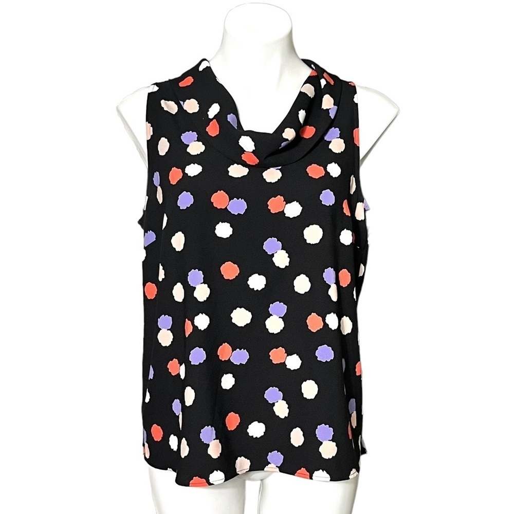Ann Taylor Factory Polka Dot Cowl Neck Sleeveless Blouse Size Medium